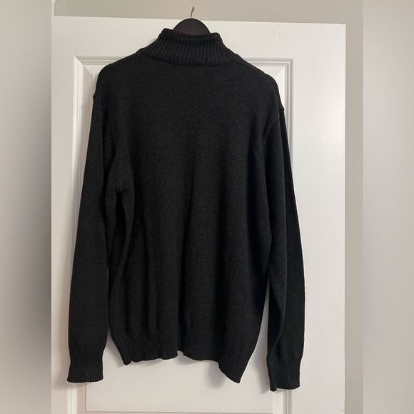 Oscar DeLa Renta 1/4Zip Dark Brown Mock Neck Ribbed Sherpa Lined Neck Sweater XL - Picture 10 of 16